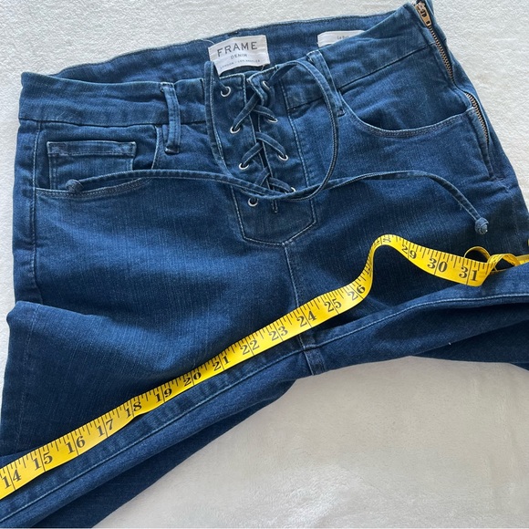 Frame Denim Le Bell Lace Up Flare Jeans Size 27 Hayworth Blue - Picture 10 of 10